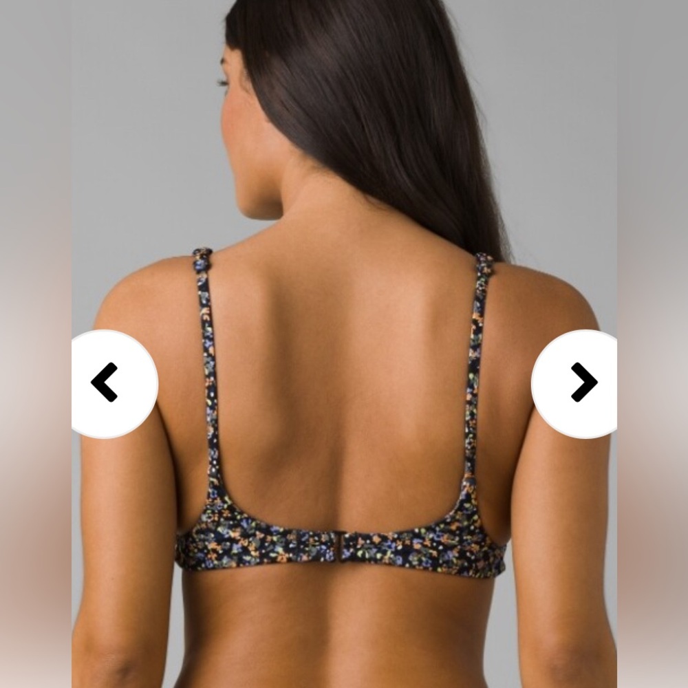 🌟SOLD🌟Prana Women XL Shoreline Top Bikini Black Petals - Picture 2 of 8